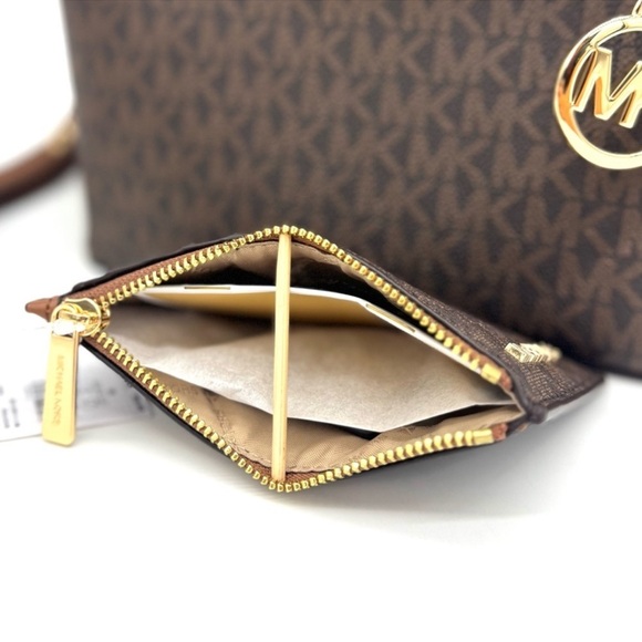 Michael Kors Jet Set Travel Logo Top-Zip Tote Bag & Logo Card Case Wallet Set - Picture 11 of 12